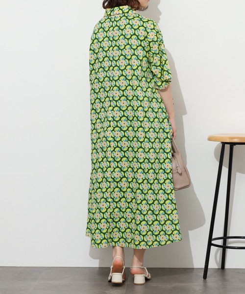 KILKI(キルキー)の「kilki スワロープリントワンピース 半端袖(ワンピース・レディース・ブルー系/グリーン系・ONESIZE)」の7枚目の写真