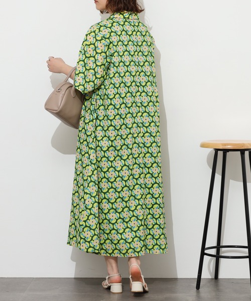 KILKI(キルキー)の「kilki スワロープリントワンピース 半端袖(ワンピース・レディース・ブルー系/グリーン系・ONESIZE)」の8枚目の写真