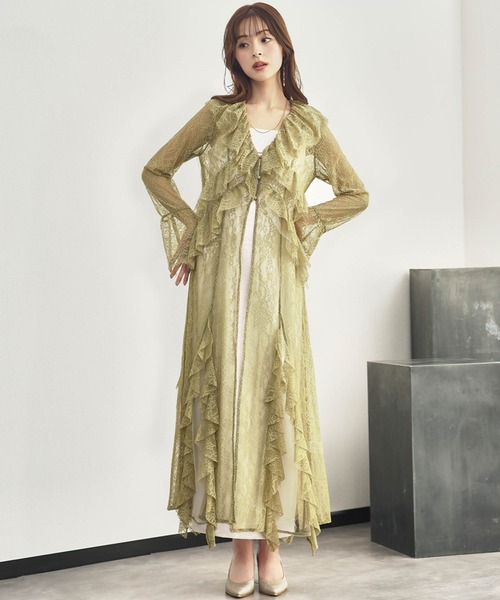 girl(ガール)の「ラッフルレースガウンレイヤードドレス サテンキャミワンピース 2点セット 結婚式 ワンピース パーティードレス オケージョンドレス お呼ばれ 二次会 成人式 同窓会 謝恩会(ドレス・レディース・ブルー/マスタード/ブラック・L/M/S)」の13枚目の写真