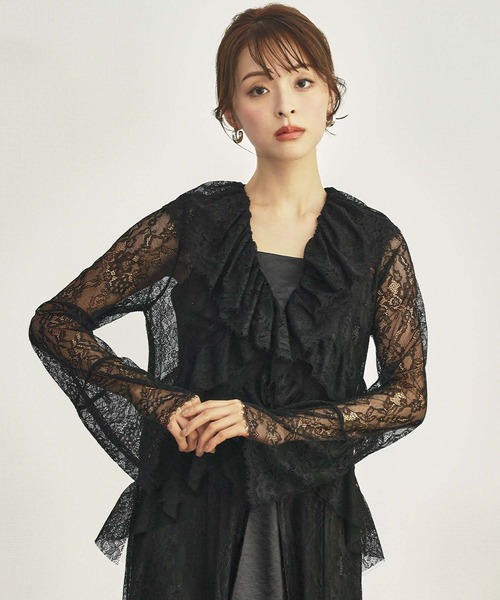 girl(ガール)の「ラッフルレースガウンレイヤードドレス サテンキャミワンピース 2点セット 結婚式 ワンピース パーティードレス オケージョンドレス お呼ばれ 二次会 成人式 同窓会 謝恩会(ドレス・レディース・ブルー/マスタード/ブラック・L/M/S)」の18枚目の写真
