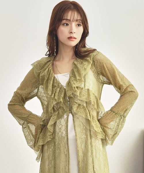 girl(ガール)の「ラッフルレースガウンレイヤードドレス サテンキャミワンピース 2点セット 結婚式 ワンピース パーティードレス オケージョンドレス お呼ばれ 二次会 成人式 同窓会 謝恩会(ドレス・レディース・ブルー/マスタード/ブラック・L/M/S)」の6枚目の写真