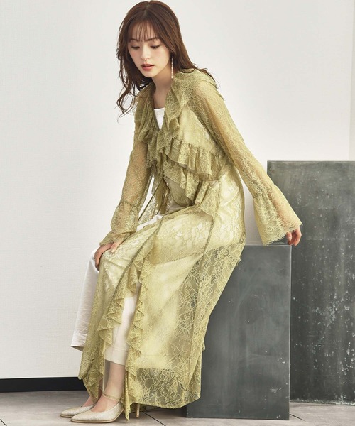 girl(ガール)の「ラッフルレースガウンレイヤードドレス サテンキャミワンピース 2点セット 結婚式 ワンピース パーティードレス オケージョンドレス お呼ばれ 二次会 成人式 同窓会 謝恩会(ドレス・レディース・ブルー/マスタード/ブラック・L/M/S)」の8枚目の写真