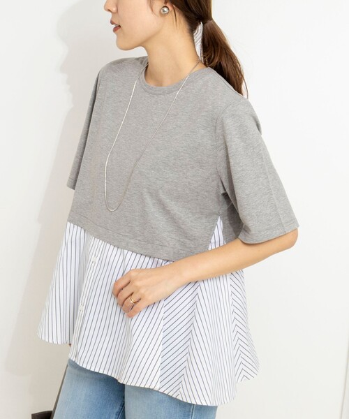 NOLLEY’S(ノーリーズ)の「【TORRAZZO DONNA/トラッゾドンナ】Docking Flare Top(Tシャツ/カットソー・レディース・ホワイト/ダークネイビー/グレー系その他・38)」の2枚目の写真