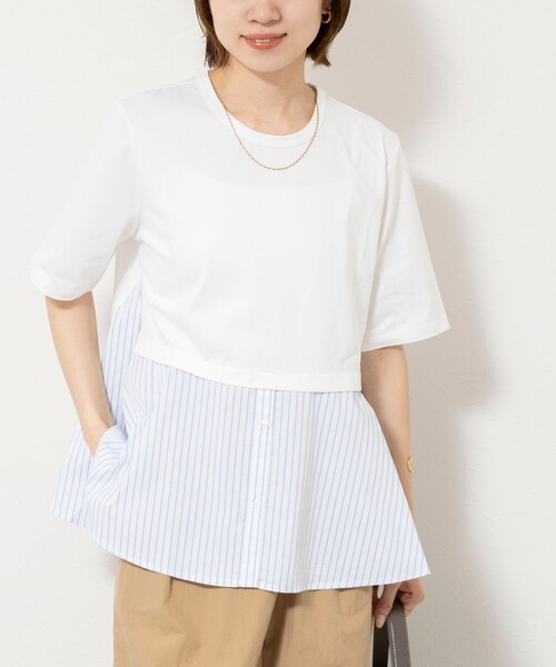NOLLEY’S(ノーリーズ)の「【TORRAZZO DONNA/トラッゾドンナ】Docking Flare Top(Tシャツ/カットソー・レディース・ホワイト/ダークネイビー/グレー系その他・38)」の1枚目の写真