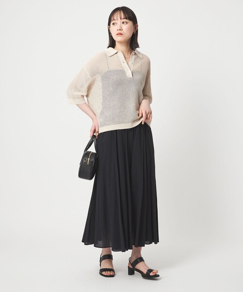 green label relaxing（グリーンレーベルリラクシング）の「メッシュ ポロニット ウォッシャブル（ニット/セーター・レディース・ブラック/オレンジ系その他/ナチュラル・FREE）」の6枚目の写真