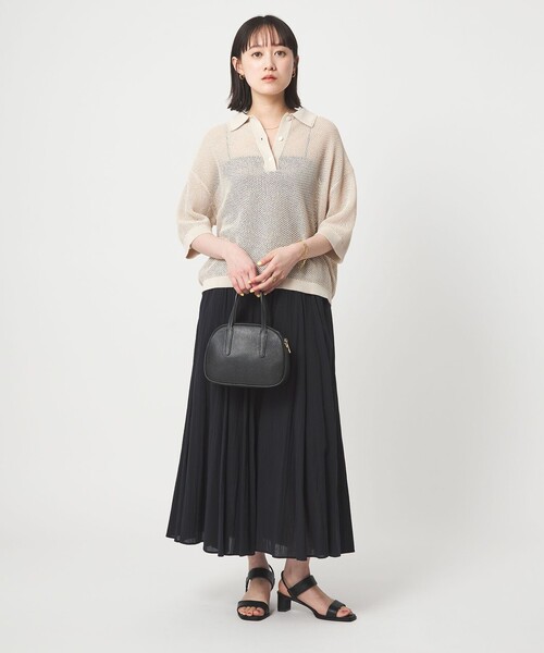 green label relaxing（グリーンレーベルリラクシング）の「メッシュ ポロニット ウォッシャブル（ニット/セーター・レディース・ブラック/オレンジ系その他/ナチュラル・FREE）」の7枚目の写真