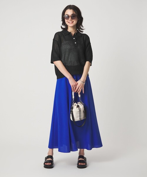 green label relaxing（グリーンレーベルリラクシング）の「メッシュ ポロニット ウォッシャブル（ニット/セーター・レディース・ブラック/オレンジ系その他/ナチュラル・FREE）」の10枚目の写真