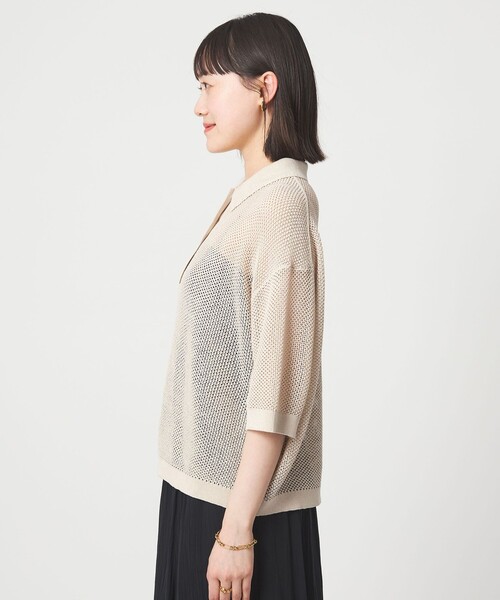 green label relaxing（グリーンレーベルリラクシング）の「メッシュ ポロニット ウォッシャブル（ニット/セーター・レディース・ブラック/オレンジ系その他/ナチュラル・FREE）」の18枚目の写真