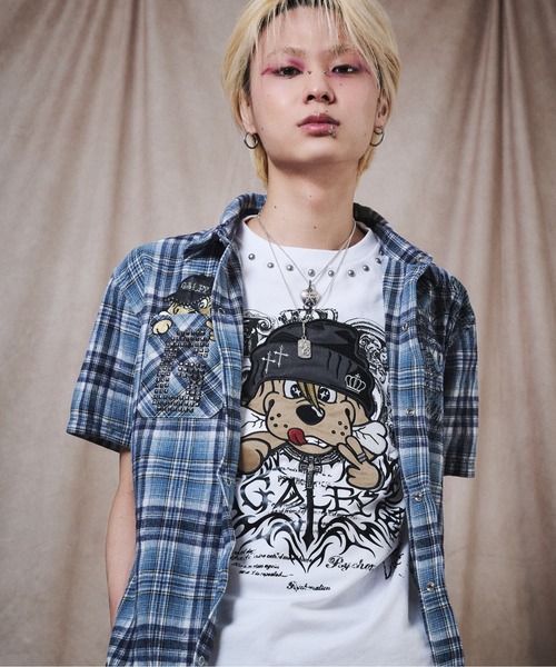 GALFY(ガルフィー)の「『GALFY/ガルフィー』爆アゲ↑↑チェックシャツ 半袖【Z】(シャツ/ブラウス・メンズ・ブルー/ブラック/レッド・L/XL)」の2枚目の写真