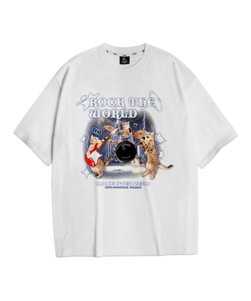MOZMOZ(モズモズ)の「ラックニャン デジタル オーバーサイズ 半袖Tシャツ ホワイト(Tシャツ/カットソー・レディース・その他・1/2/3)」の1枚目の写真