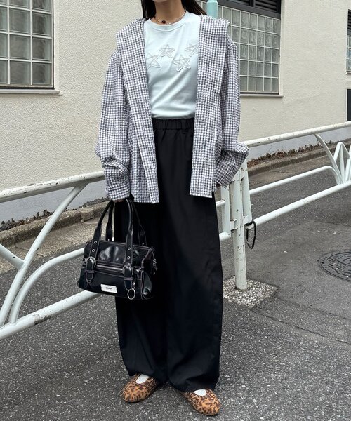 CIAOPANIC(チャオパニック)の「チェックサッカー フードシャツ(シャツ/ブラウス・レディース・ブルー/サックスブルー/ブラック/ホワイト・LARGE/MEDIUM)」の9枚目の写真