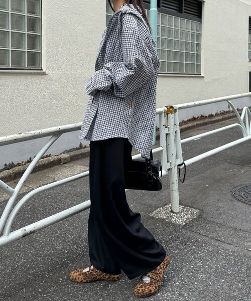 CIAOPANIC(チャオパニック)の「チェックサッカー フードシャツ(シャツ/ブラウス・レディース・ブルー/サックスブルー/ブラック/ホワイト・LARGE/MEDIUM)」の10枚目の写真