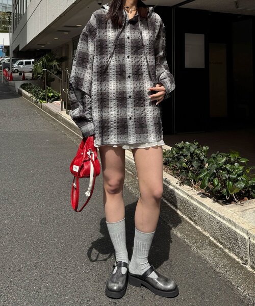 CIAOPANIC(チャオパニック)の「チェックサッカー フードシャツ(シャツ/ブラウス・レディース・ブルー/サックスブルー/ブラック/ホワイト・LARGE/MEDIUM)」の15枚目の写真