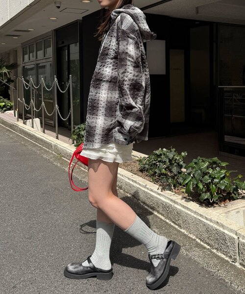 CIAOPANIC(チャオパニック)の「チェックサッカー フードシャツ(シャツ/ブラウス・レディース・ブルー/サックスブルー/ブラック/ホワイト・LARGE/MEDIUM)」の16枚目の写真