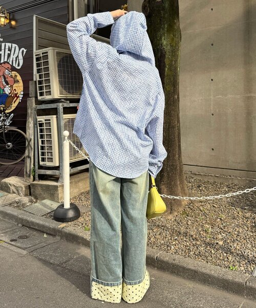 CIAOPANIC(チャオパニック)の「チェックサッカー フードシャツ(シャツ/ブラウス・レディース・ブルー/サックスブルー/ブラック/ホワイト・LARGE/MEDIUM)」の21枚目の写真