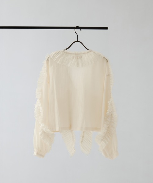 muller of yoshiokubo（ミュラーオブヨシオクボ）の「[muller of yoshiokubo/ミュラー・オブ・ヨシオクボ]RUFFLE CHIFFON BLOUSE（シャツ/ブラウス・レディース・ブラック/アイボリー/ミント・FREE）」の4枚目の写真