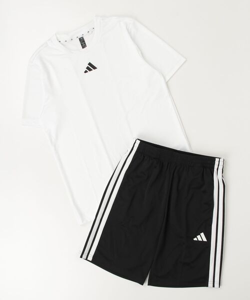 adidas（アディダス）の「アディダス adidas トレイン エッセンシャルズ スリーストライプス 半袖Tシャツセット キッズ（Tシャツ/カットソー・キッズ・ブラック/ホワイト・120cm/130cm/140cm/150cm/160cm）」の2枚目の写真