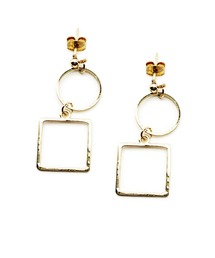 CARROLL キャロル サークル&スクエアドロップデザインピアス
