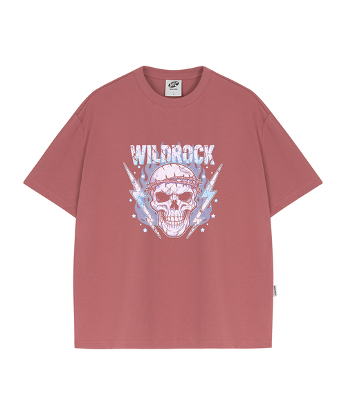 WILDROCK（ワイルドロック）の「サンダースカル クールコットンオーバーサイズ半袖Tシャツ（Tシャツ/カットソー・メンズ・ブラック/スカイブルー/ブルー/チャコール/ホワイト/ピンク・SMALL/MEDIUM/LARGE）」の6枚目の写真