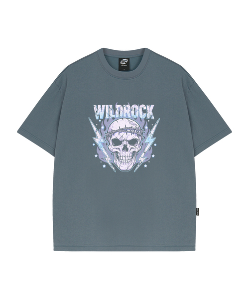 WILDROCK（ワイルドロック）の「サンダースカル クールコットンオーバーサイズ半袖Tシャツ（Tシャツ/カットソー・メンズ・ブラック/スカイブルー/ブルー/チャコール/ホワイト/ピンク・SMALL/MEDIUM/LARGE）」の5枚目の写真