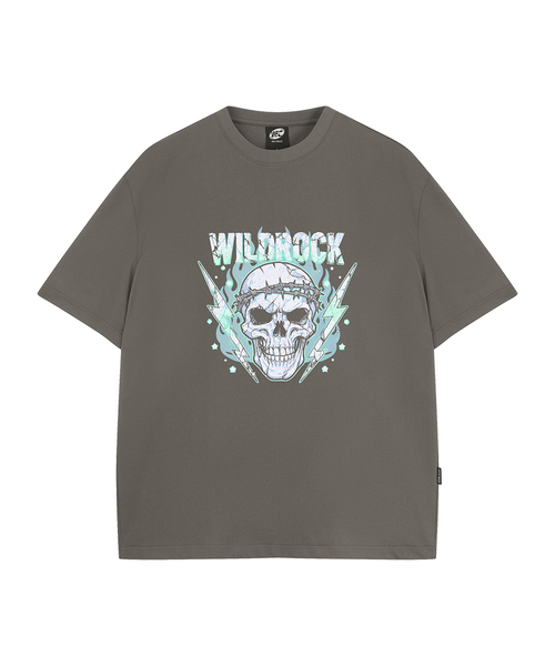 WILDROCK（ワイルドロック）の「サンダースカル クールコットンオーバーサイズ半袖Tシャツ（Tシャツ/カットソー・メンズ・ブラック/スカイブルー/ブルー/チャコール/ホワイト/ピンク・SMALL/MEDIUM/LARGE）」の3枚目の写真