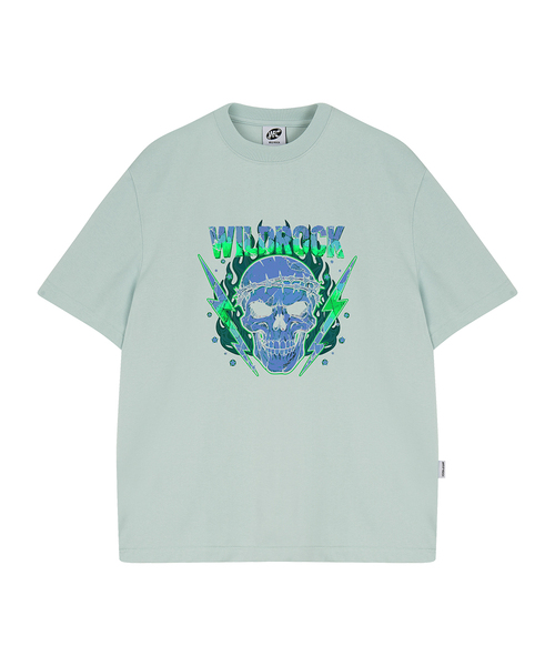 WILDROCK（ワイルドロック）の「サンダースカル クールコットンオーバーサイズ半袖Tシャツ（Tシャツ/カットソー・メンズ・ブラック/スカイブルー/ブルー/チャコール/ホワイト/ピンク・SMALL/MEDIUM/LARGE）」の4枚目の写真