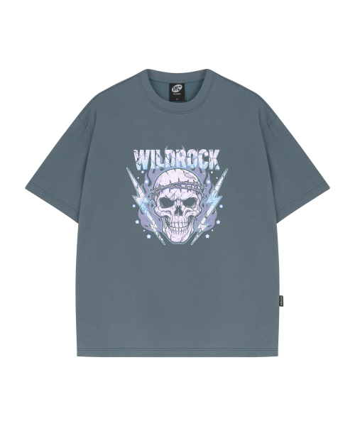 WILDROCK（ワイルドロック）の「サンダースカル クールコットンオーバーサイズ半袖Tシャツ（Tシャツ/カットソー・メンズ・ブラック/スカイブルー/ブルー/チャコール/ホワイト/ピンク・SMALL/MEDIUM/LARGE）」の12枚目の写真