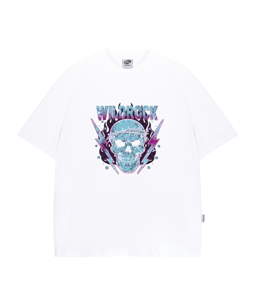 WILDROCK（ワイルドロック）の「サンダースカル クールコットンオーバーサイズ半袖Tシャツ（Tシャツ/カットソー・メンズ・ブラック/スカイブルー/ブルー/チャコール/ホワイト/ピンク・SMALL/MEDIUM/LARGE）」の8枚目の写真
