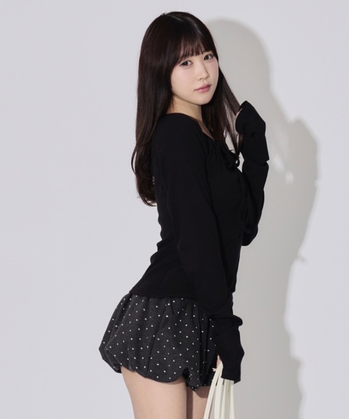 JilLA(ジルア)の「Roundout Ribbed Top / ラウンドカットリブトップス(シャツ/ブラウス・レディース・ブラック/サーモンピンク・FREE)」の20枚目の写真