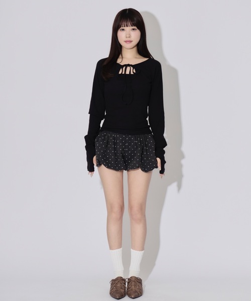 JilLA(ジルア)の「Roundout Ribbed Top / ラウンドカットリブトップス(シャツ/ブラウス・レディース・ブラック/サーモンピンク・FREE)」の21枚目の写真