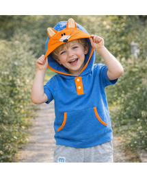 MINIDOU（ミニドウ）の「フォックスキッズ フードパーカー ハーフスリーブ（パーカー）」