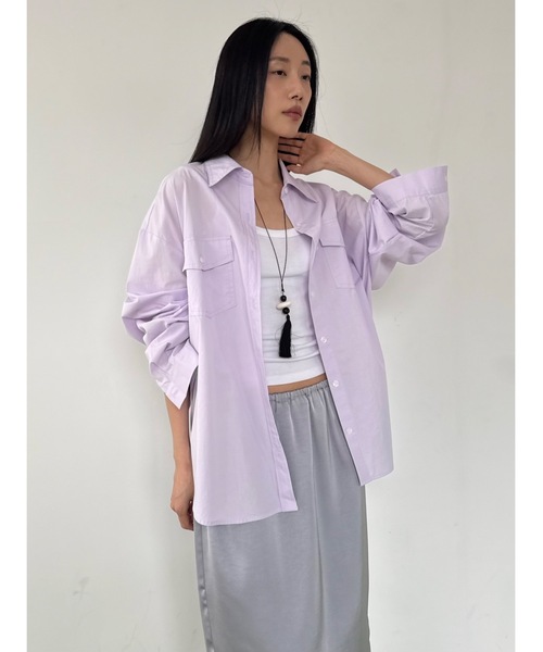Didot.showroom（ディドット ショールーム）の「コットンウォッシングカラーシャツ（シャツ/ブラウス・レディース・ブルー/ラベンダー/ライム/アイボリー・FREE）」の4枚目の写真