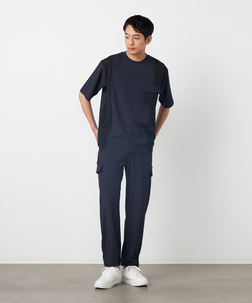 COMME CA ISM（コムサイズム）の「デニムライクストレッチ 半袖プルオーバー（Tシャツ/カットソー・メンズ・ネイビー・LARGE/MEDIUM）」の2枚目の写真