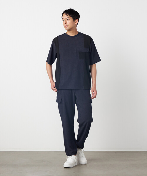 COMME CA ISM（コムサイズム）の「デニムライクストレッチ 半袖プルオーバー（Tシャツ/カットソー・メンズ・ネイビー・LARGE/MEDIUM）」の3枚目の写真