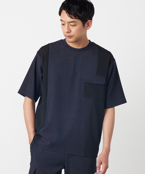 COMME CA ISM（コムサイズム）の「デニムライクストレッチ 半袖プルオーバー（Tシャツ/カットソー・メンズ・ネイビー・LARGE/MEDIUM）」の4枚目の写真