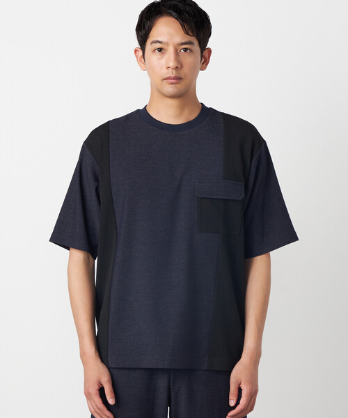 COMME CA ISM（コムサイズム）の「デニムライクストレッチ 半袖プルオーバー（Tシャツ/カットソー・メンズ・ネイビー・LARGE/MEDIUM）」の5枚目の写真