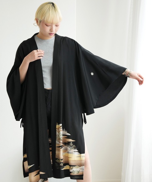 utatane（ウタタネ）の「着物リメイク maison utatane アウター 残照の御殿（その他アウター・レディース・ブラック・FREE）」の7枚目の写真