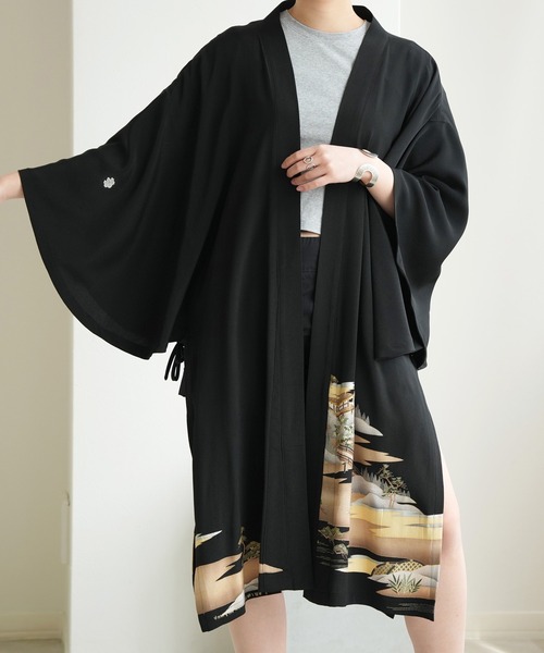 utatane（ウタタネ）の「着物リメイク maison utatane アウター 残照の御殿（その他アウター・レディース・ブラック・FREE）」の9枚目の写真