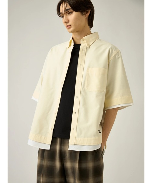 Mc McGREGOR(エムシーマックレガー)の「【Mc McGREGOR】Oxford Layered SS Button-Down Shirt(シャツ/ブラウス・メンズ・ライトイエロー/ミント/アイボリー・M/L)」の1枚目の写真