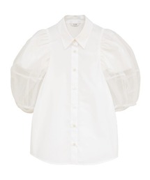 CLANE(�N���l)��CLANE/�N���l/TULLE LAYERED SLEEVE SHIRTS(�V���c/�u���E�X)