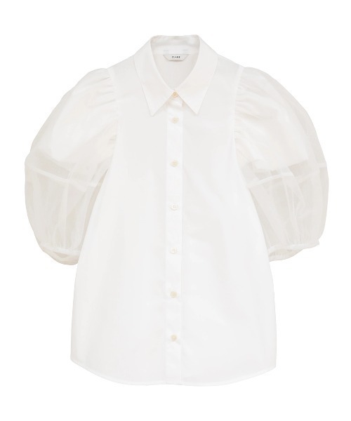 CLANE(クラネ)の「CLANE/クラネ/TULLE LAYERED SLEEVE SHIRTS(シャツ/ブラウス・レディース・その他18/ホワイト・1)」の1枚目の写真