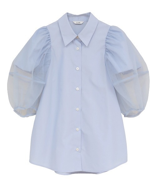 CLANE(クラネ)の「CLANE/クラネ/TULLE LAYERED SLEEVE SHIRTS(シャツ/ブラウス・レディース・その他18/ホワイト・1)」の2枚目の写真