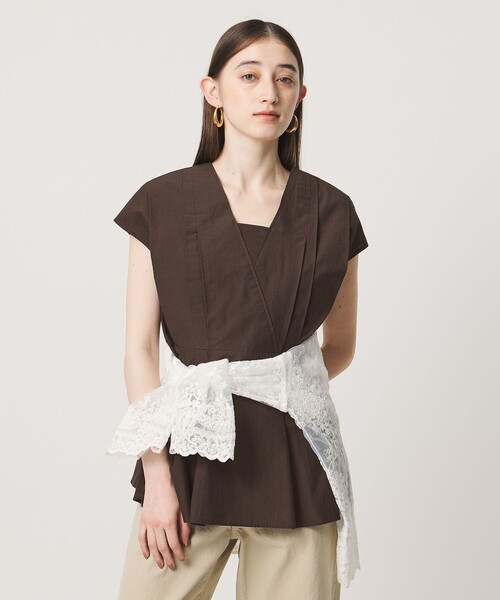 UNITED ARROWS(ユナイテッドアローズ)の「MANTECO POP フレンチスリーブ ブラウス(シャツ/ブラウス・レディース・ブラック/その他7/クリーム/ダークブラウン・FREE)」の2枚目の写真