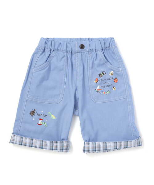 SLAP SLIP(スラップスリップ)の「裾チェック折り返し5.5分丈ストレッチパンツ(80~130cm)(その他パンツ・キッズ・ブルー/ベージュ・130cm/80cm/110cm/120cm/100cm/90cm)」の5枚目の写真