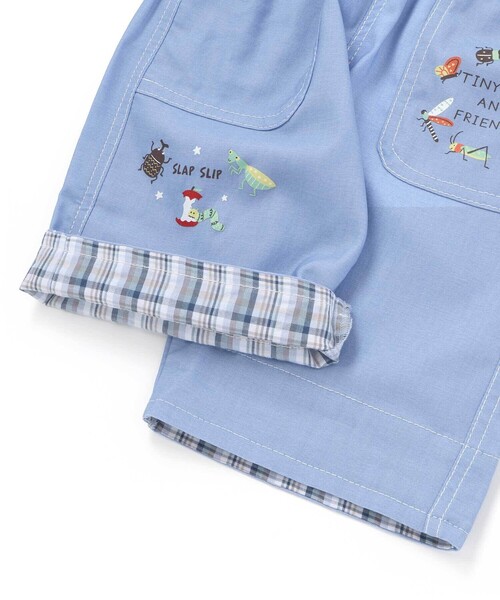 SLAP SLIP(スラップスリップ)の「裾チェック折り返し5.5分丈ストレッチパンツ(80~130cm)(その他パンツ・キッズ・ブルー/ベージュ・130cm/80cm/110cm/120cm/100cm/90cm)」の7枚目の写真