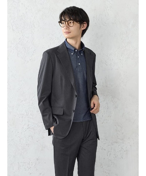 Perfect Suit FActory(パーフェクトスーツファクトリー)の「【接触冷感/ウォッシャブル】「羽衣を纏う」ICE JETセットアップジャケット C.グレー/ネイビー(スーツジャケット・メンズ・ネイビー/チャコールグレー・S/M/L/LL)」の5枚目の写真
