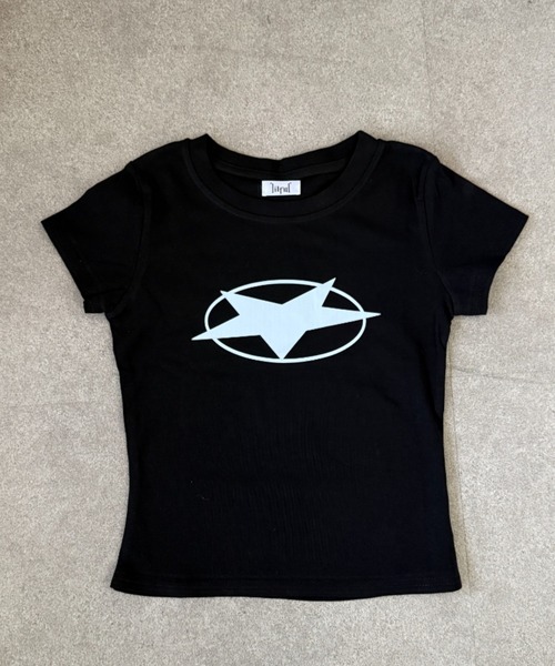 lilful（リルフル）の「【26年春夏新作】スタープリント半袖コンパクトTシャツ（Tシャツ/カットソー・レディース・ブラック・M/S）」の5枚目の写真