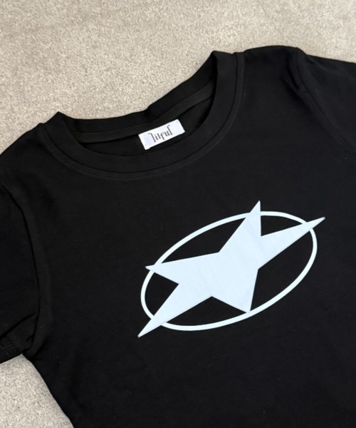 lilful（リルフル）の「【26年春夏新作】スタープリント半袖コンパクトTシャツ（Tシャツ/カットソー・レディース・ブラック・M/S）」の7枚目の写真