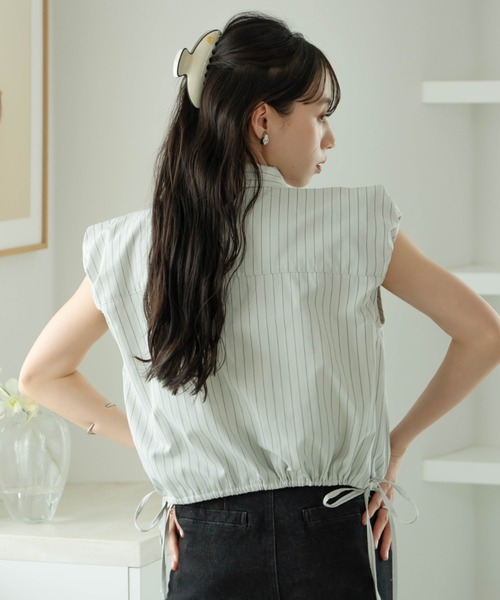 hinari（ヒナリ）の「2wayバルーンシャツ(襟取り外し可能)（シャツ/ブラウス・レディース・ライトブルー/ホワイト・FREE）」の9枚目の写真