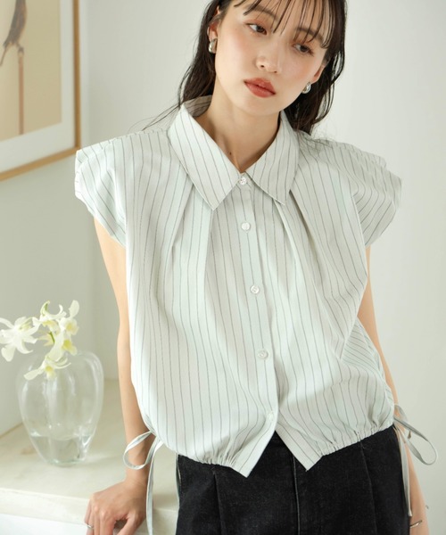 hinari（ヒナリ）の「2wayバルーンシャツ(襟取り外し可能)（シャツ/ブラウス・レディース・ライトブルー/ホワイト・FREE）」の6枚目の写真